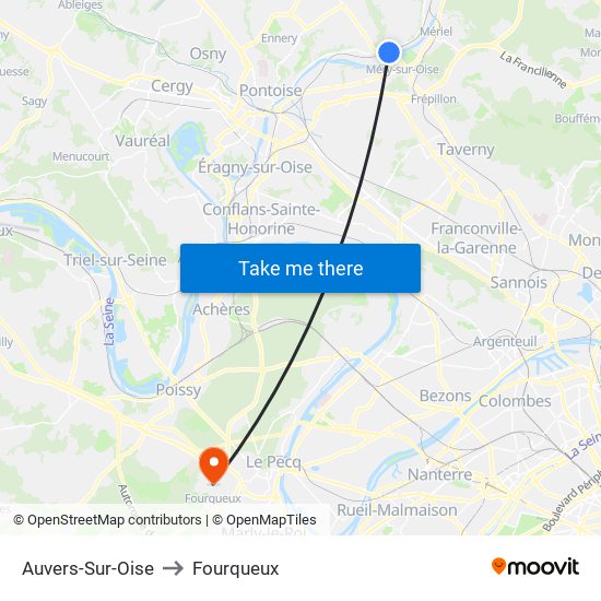 Auvers-Sur-Oise to Fourqueux map