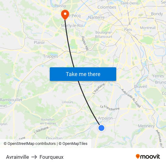 Avrainville to Fourqueux map