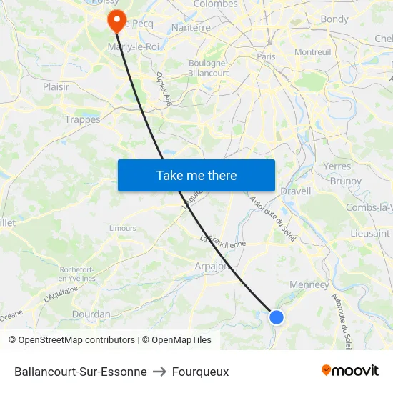 Ballancourt-Sur-Essonne to Fourqueux map
