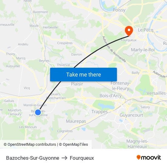 Bazoches-Sur-Guyonne to Fourqueux map