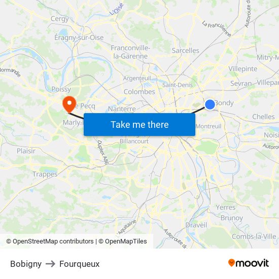 Bobigny to Fourqueux map
