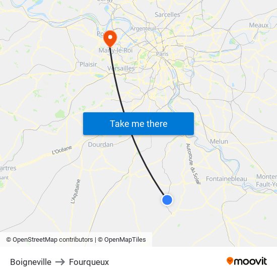 Boigneville to Fourqueux map