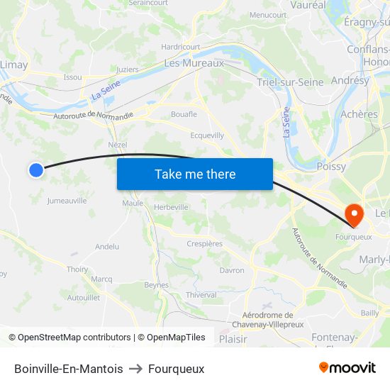 Boinville-En-Mantois to Fourqueux map