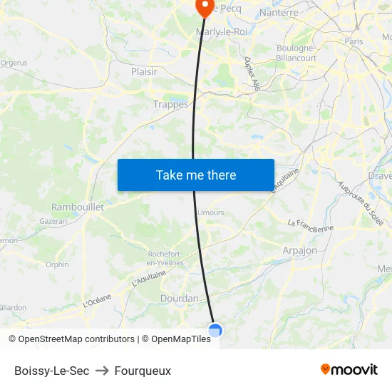 Boissy-Le-Sec to Fourqueux map
