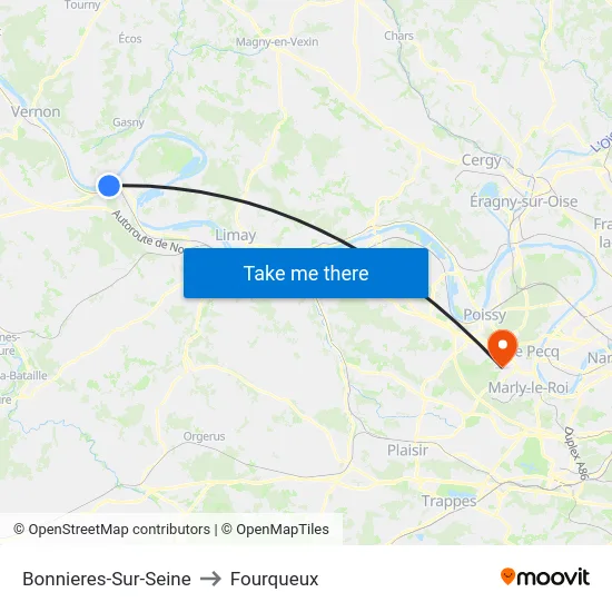 Bonnieres-Sur-Seine to Fourqueux map