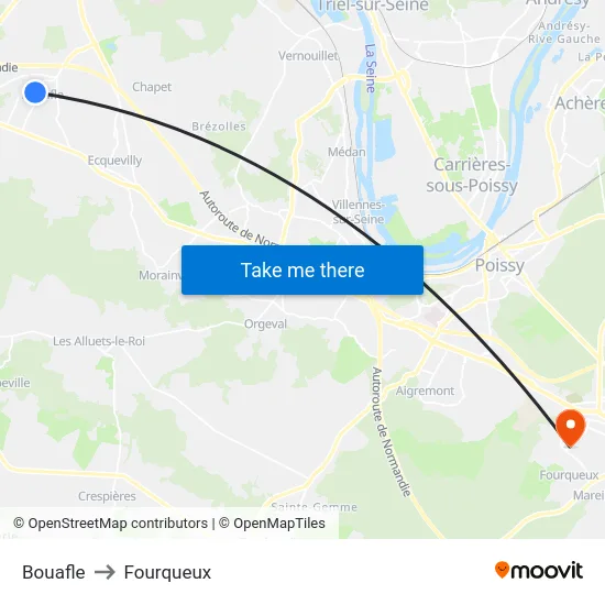 Bouafle to Fourqueux map