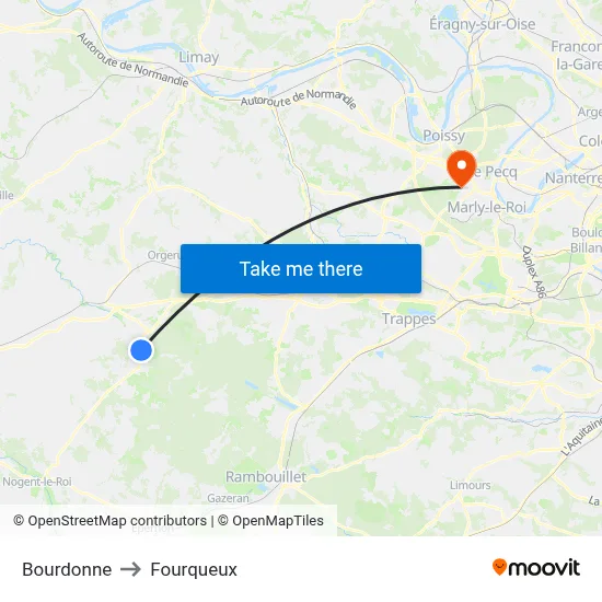 Bourdonne to Fourqueux map
