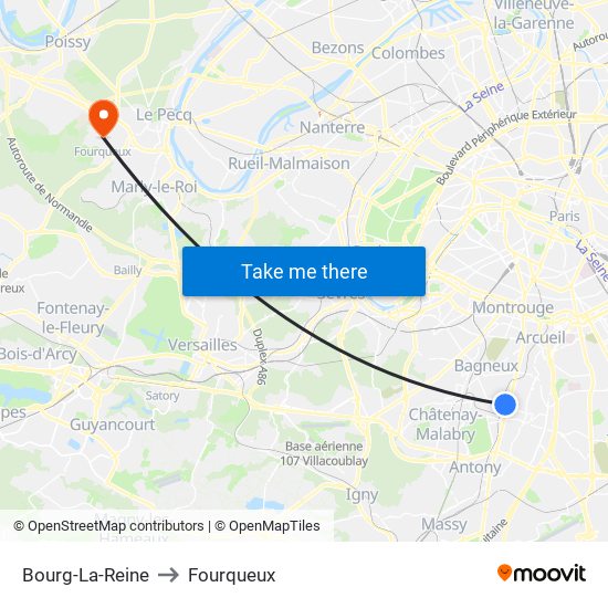 Bourg-La-Reine to Fourqueux map
