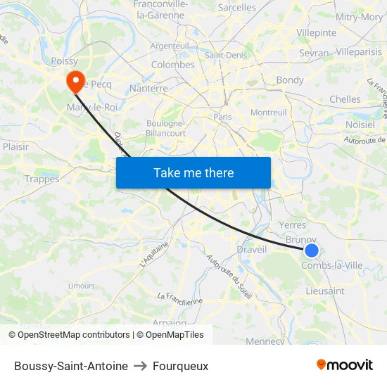 Boussy-Saint-Antoine to Fourqueux map