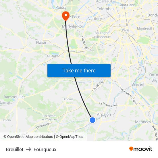 Breuillet to Fourqueux map