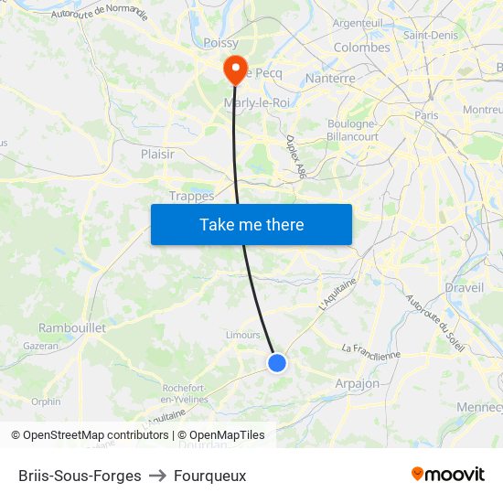 Briis-Sous-Forges to Fourqueux map