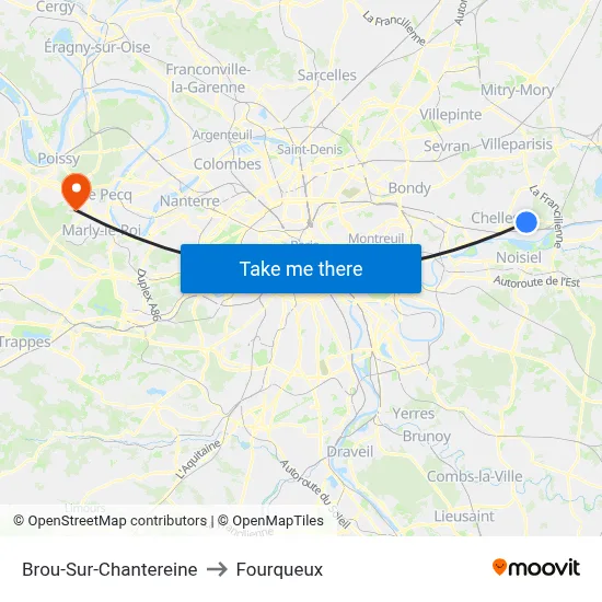 Brou-Sur-Chantereine to Fourqueux map