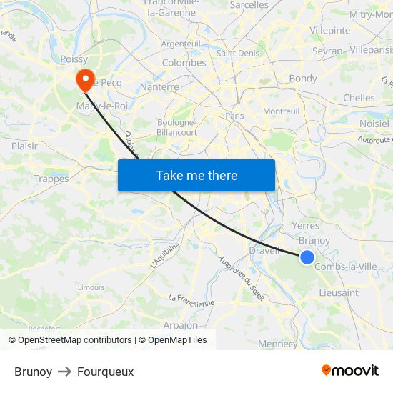 Brunoy to Fourqueux map