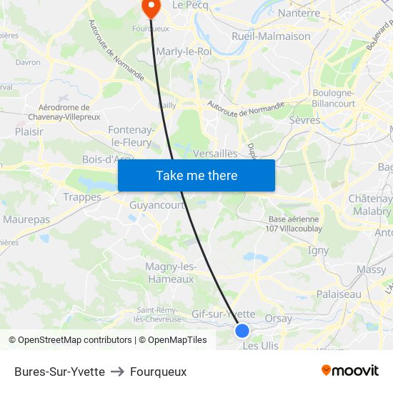 Bures-Sur-Yvette to Fourqueux map