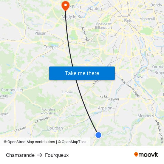 Chamarande to Fourqueux map