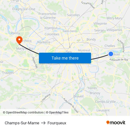 Champs-Sur-Marne to Fourqueux map
