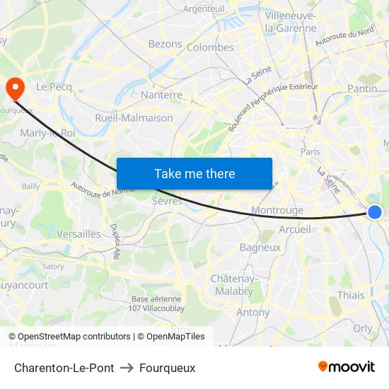 Charenton-Le-Pont to Fourqueux map