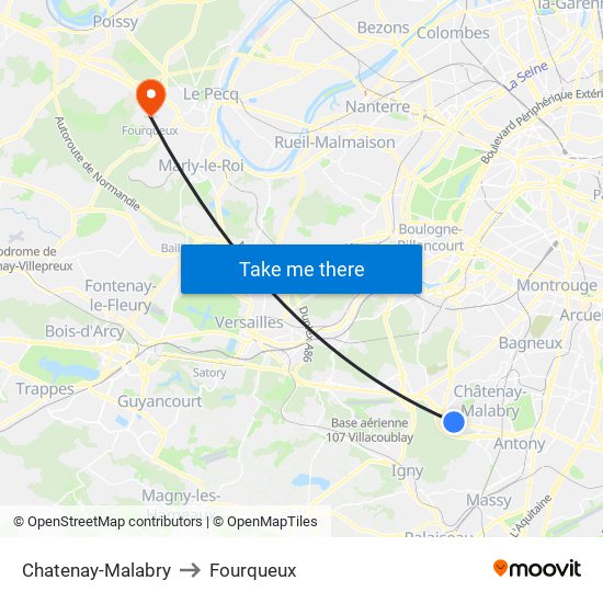 Chatenay-Malabry to Fourqueux map
