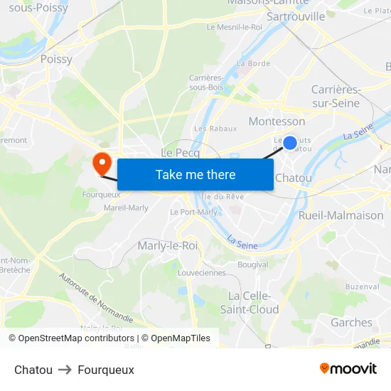 Chatou to Fourqueux map