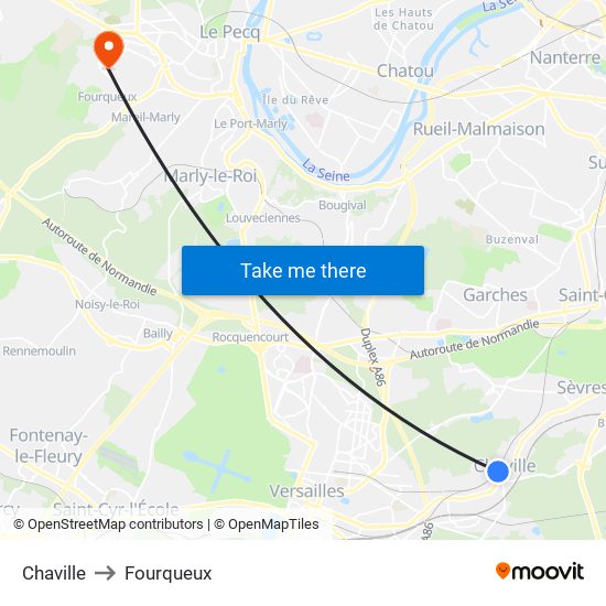 Chaville to Fourqueux map