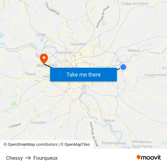 Chessy to Fourqueux map