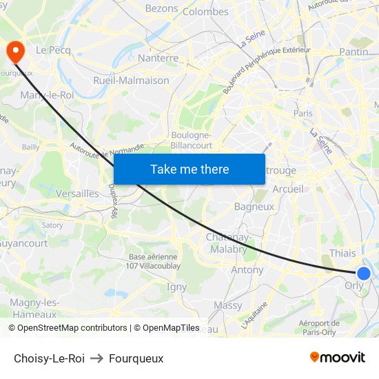 Choisy-Le-Roi to Fourqueux map