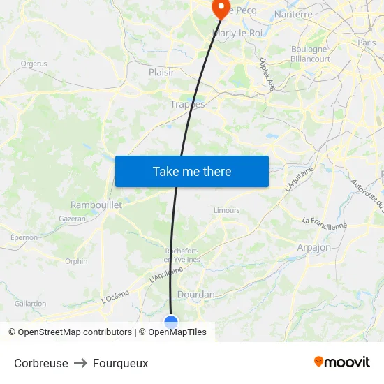 Corbreuse to Fourqueux map