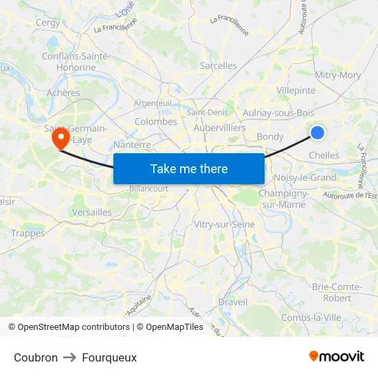Coubron to Fourqueux map