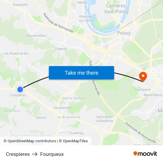 Crespieres to Fourqueux map