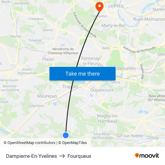 Dampierre-En-Yvelines to Fourqueux map