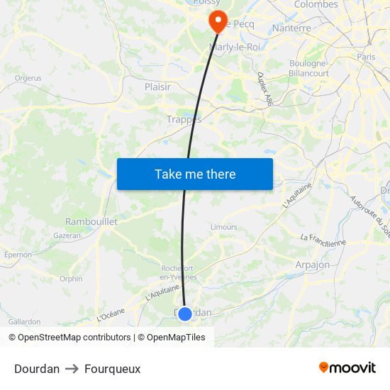 Dourdan to Fourqueux map