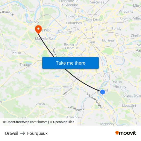 Draveil to Fourqueux map