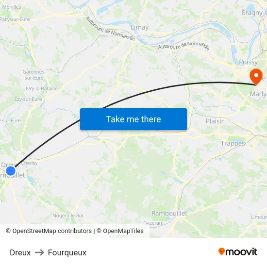 Dreux to Fourqueux map