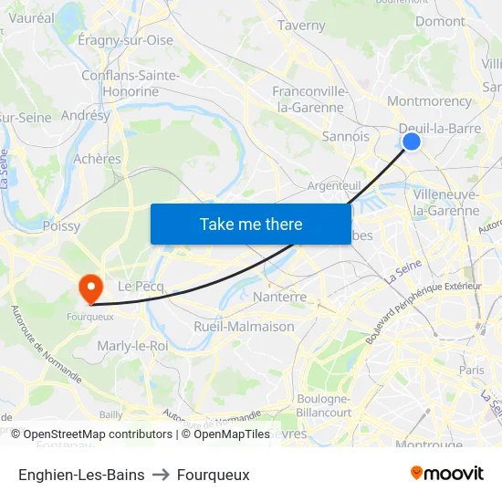 Enghien-Les-Bains to Fourqueux map
