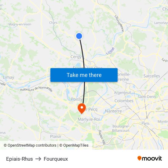 Epiais-Rhus to Fourqueux map