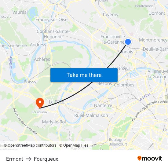 Ermont to Fourqueux map