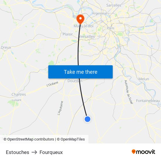 Estouches to Fourqueux map