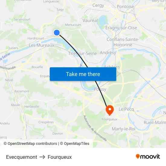Evecquemont to Fourqueux map