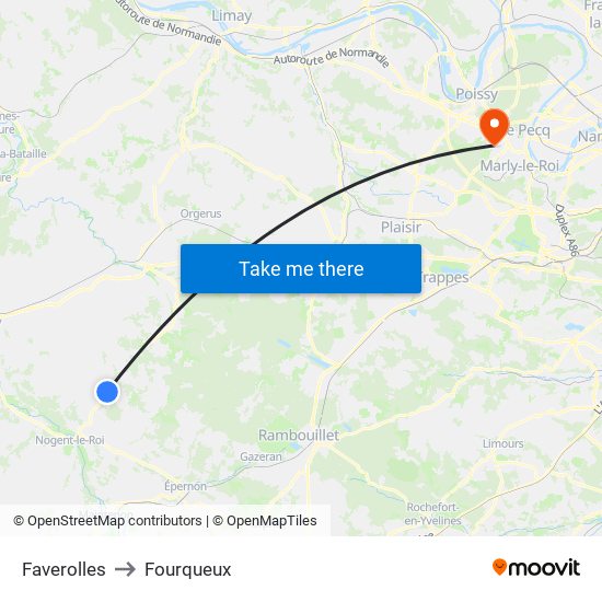 Faverolles to Fourqueux map