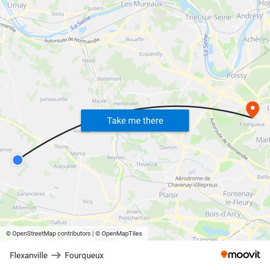 Flexanville to Fourqueux map