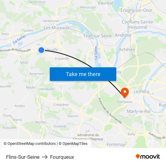 Flins-Sur-Seine to Fourqueux map