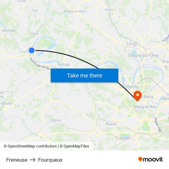 Freneuse to Fourqueux map