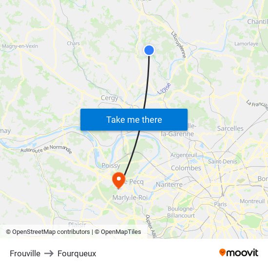 Frouville to Fourqueux map