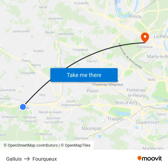 Galluis to Fourqueux map