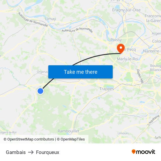 Gambais to Fourqueux map