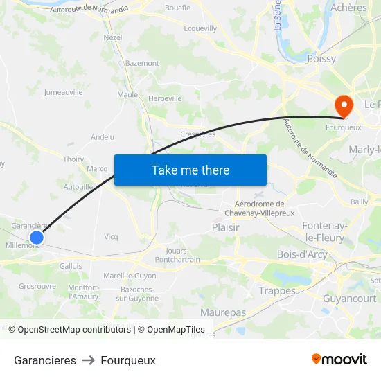 Garancieres to Fourqueux map