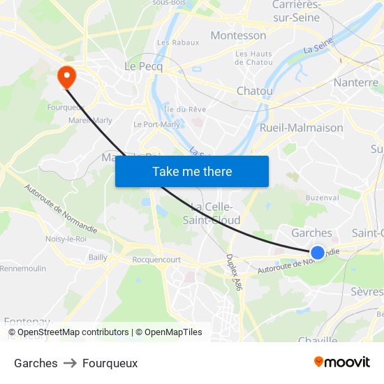Garches to Fourqueux map