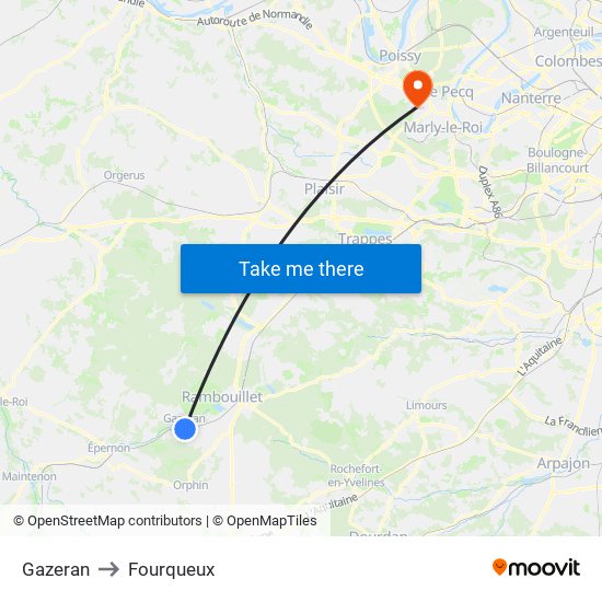 Gazeran to Fourqueux map