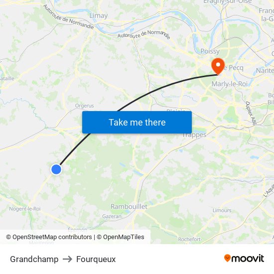 Grandchamp to Fourqueux map
