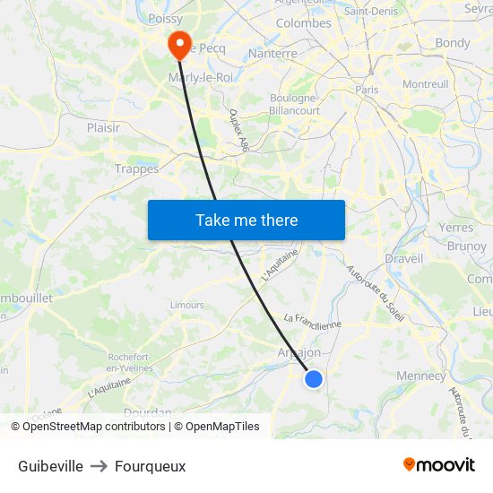 Guibeville to Fourqueux map